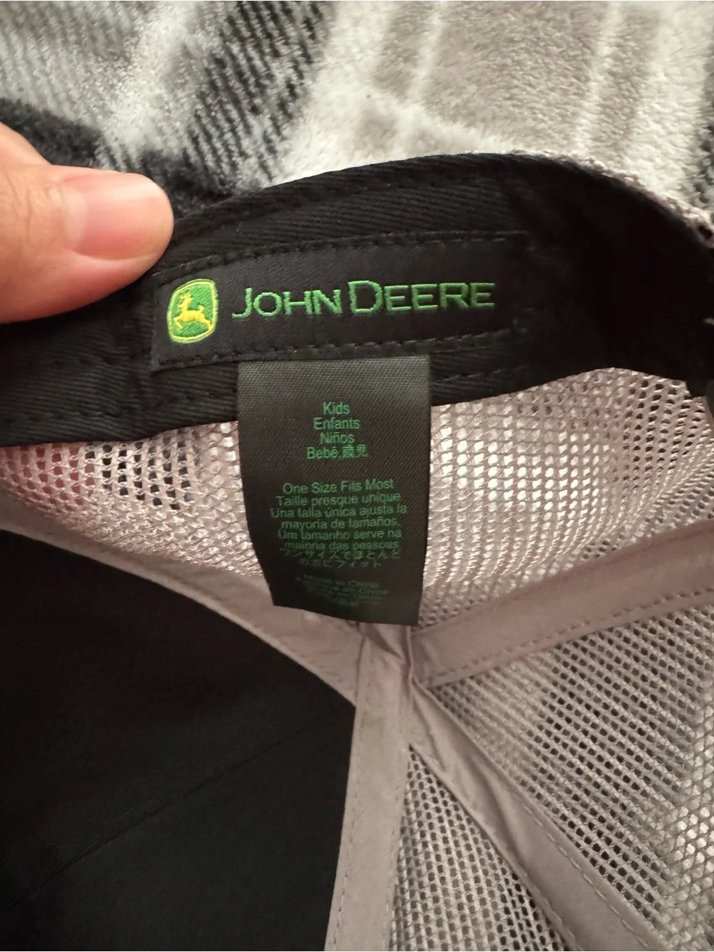 Kids John Deere Black and Gray Mesh Trucker Hat